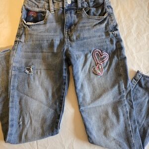 GAP Kids Blue Jeans with Heart Patches Size 8 Like New